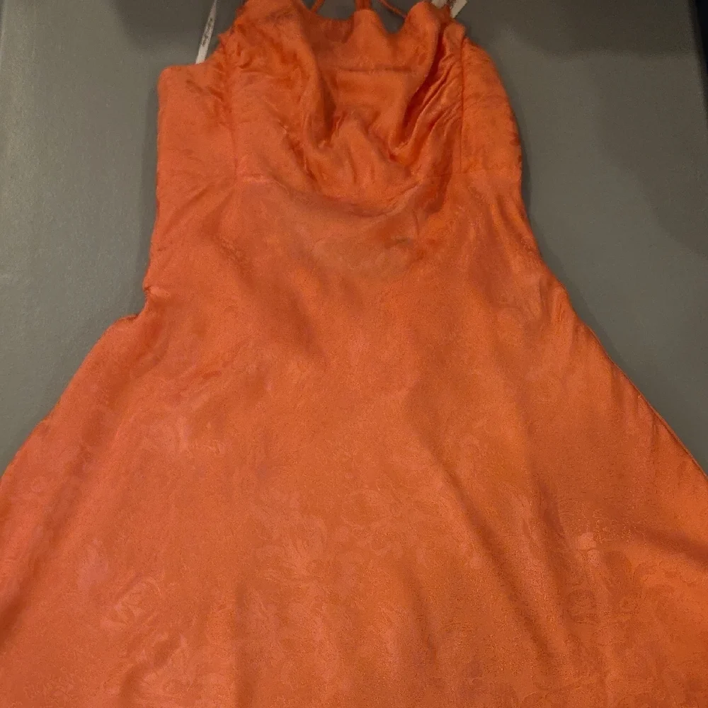 For Love And Lemons Tangerine color silky satiny mini Dress size S new with tags - Picture 5 of 7